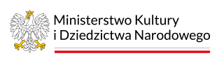 Logotyp składa się ze znaku orła białego z żółtą koroną i żółtymi szponami oraz napisu czarną czcionką:  Ministerstwo Kultury i Dziedzictwa Narodowego. 