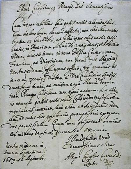 Rękopis na białym papierze. Jest to list Curtiusa z Ameryki do Bogusława Radziwiłła. 